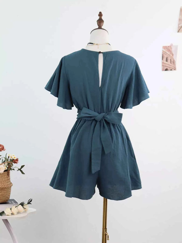 Tie waist flutter sleeve romper — additional view 11