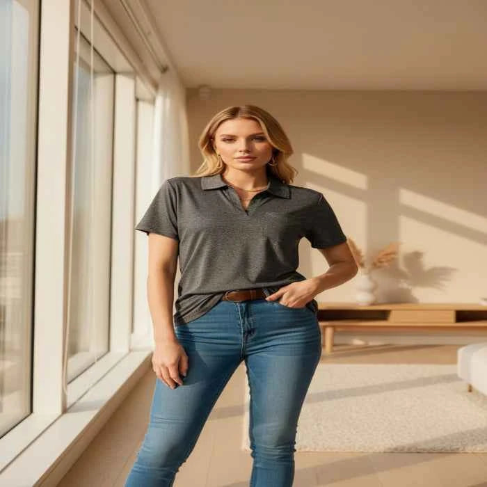 Johnny collar short sleeve top — primary view Hauptbild