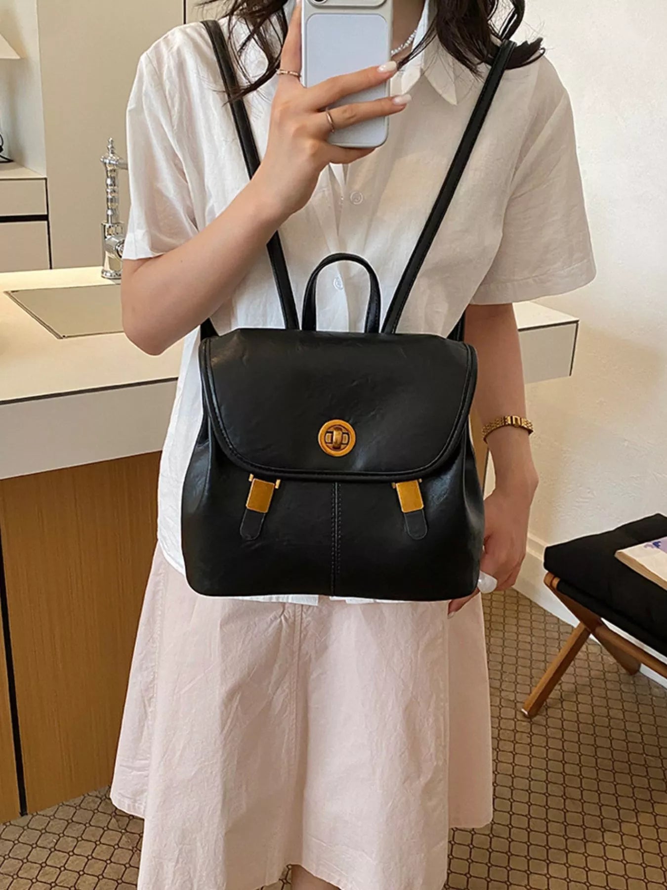 Small PU Leather Backpack — product image 2