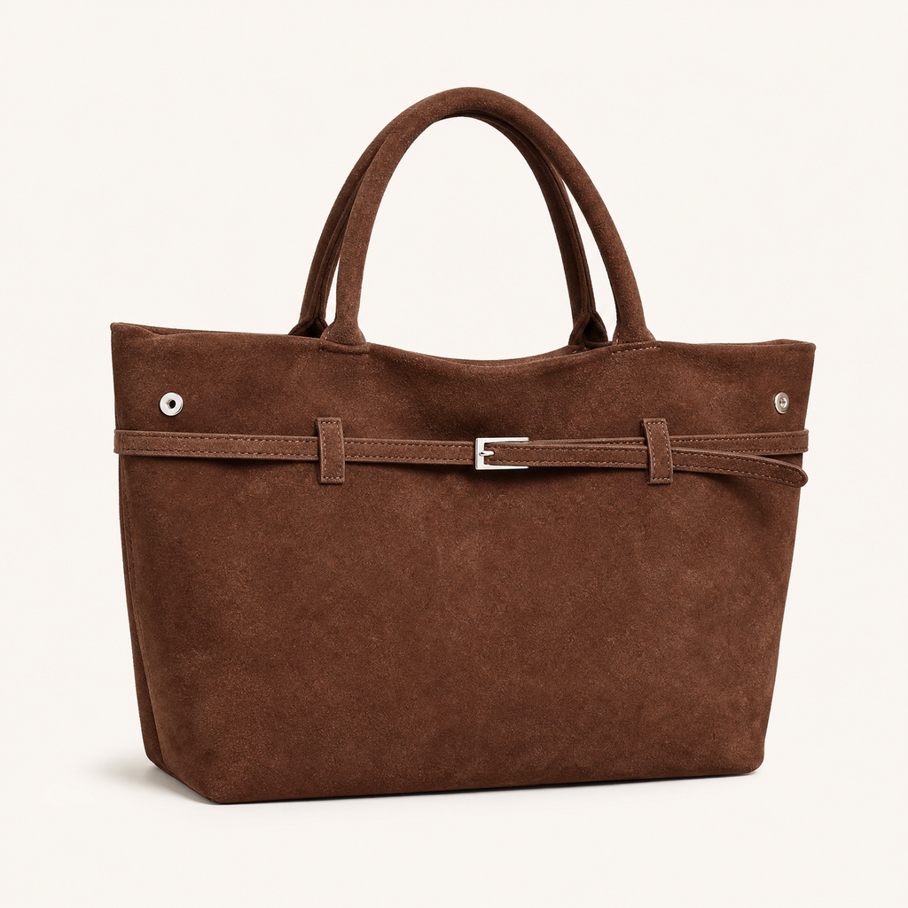 Faux Suede Tote Bag for Women – Large Capacity Shoulder Handbag, shown in a clear product image
