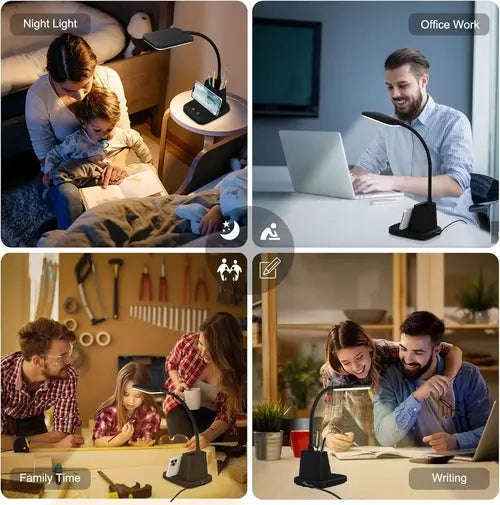 LED desk lamp with wireless charger in black — additional view 7