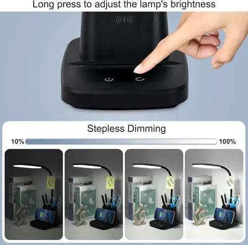 LED desk lamp with wireless charger in black — additional view 5