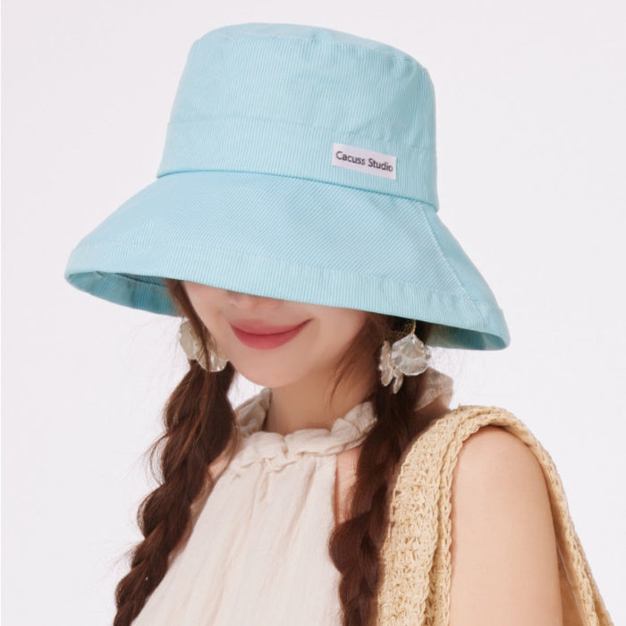 Wide brim sun hat in mint green and pink — primary view