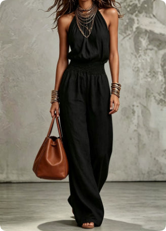 Backless lace-up halter jumpsuit product image