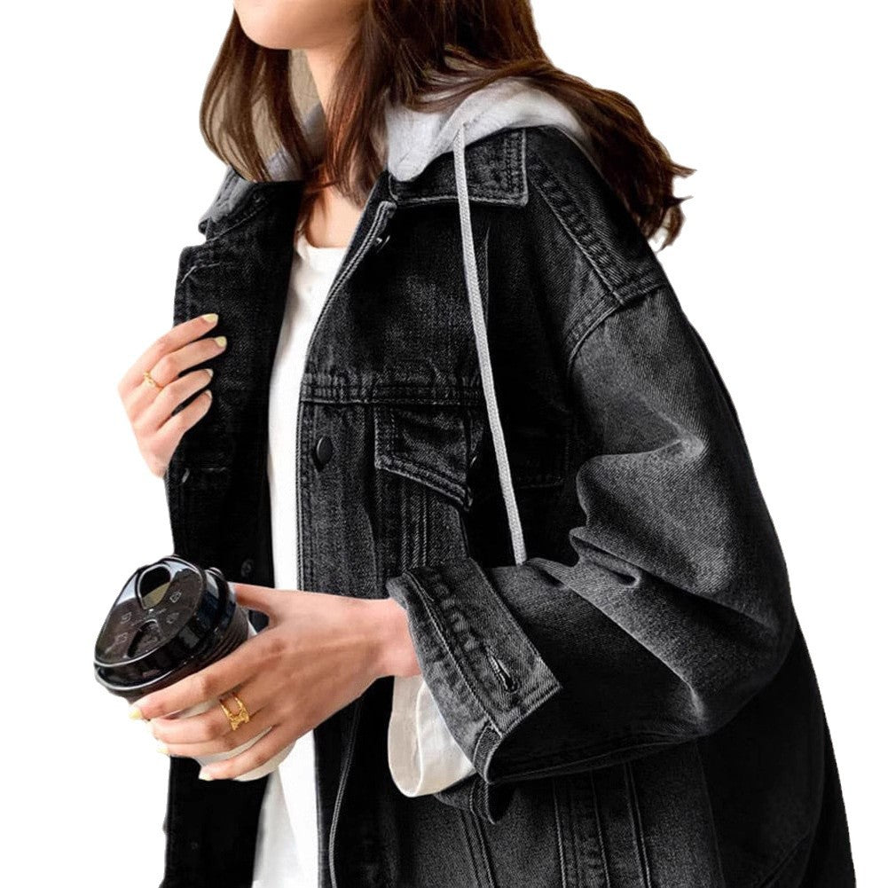 Women's Relaxed-Fit Hooded Denim Jacket additional product view