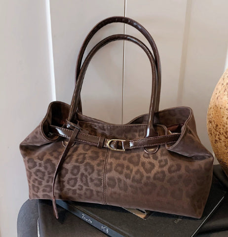 Leopard Print Patchwork Shoulder Bag - Minimalist PU Bag for Women, product view 8