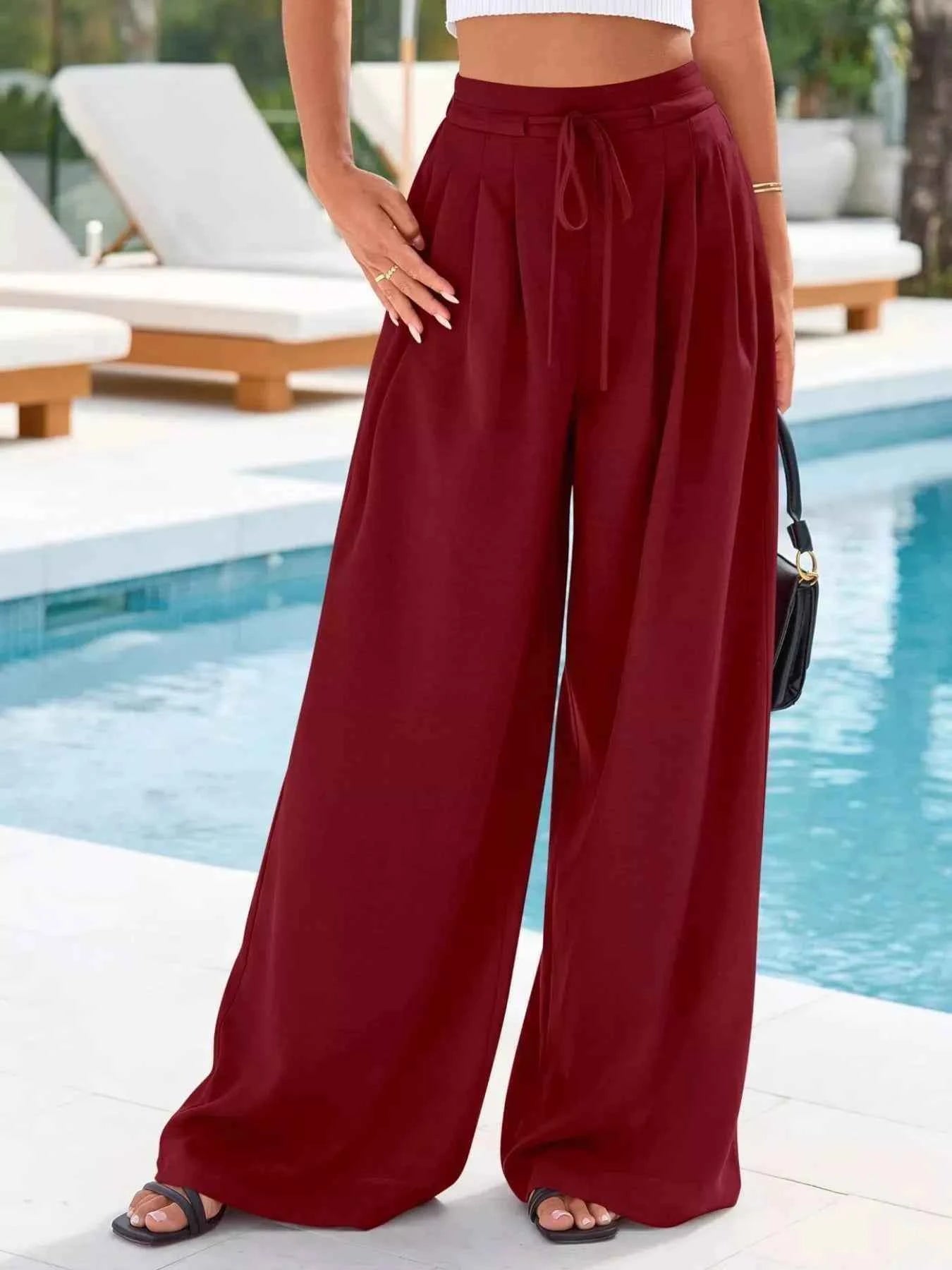 Plus size high-waisted wide-leg pants — additional view 9