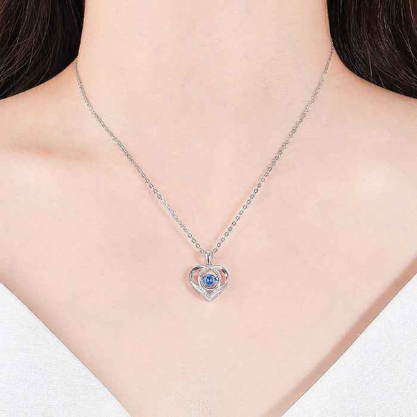 Rhinestone heart necklace in silver-plated alloy — primary view
