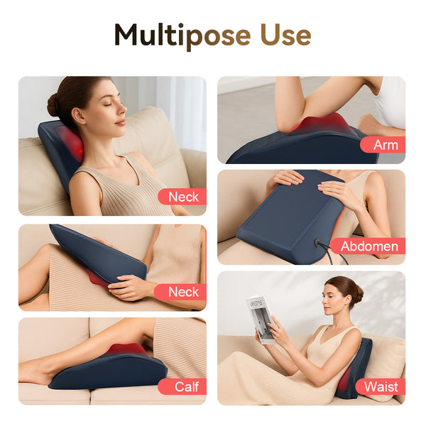Massage pillow control buttons and heat setting detail