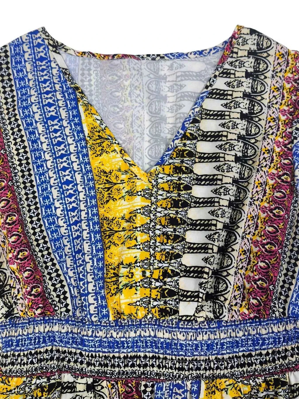 Boho Print Ruffle Sleeve Slit Dress-Casual Dresses-Splashis-Splashis