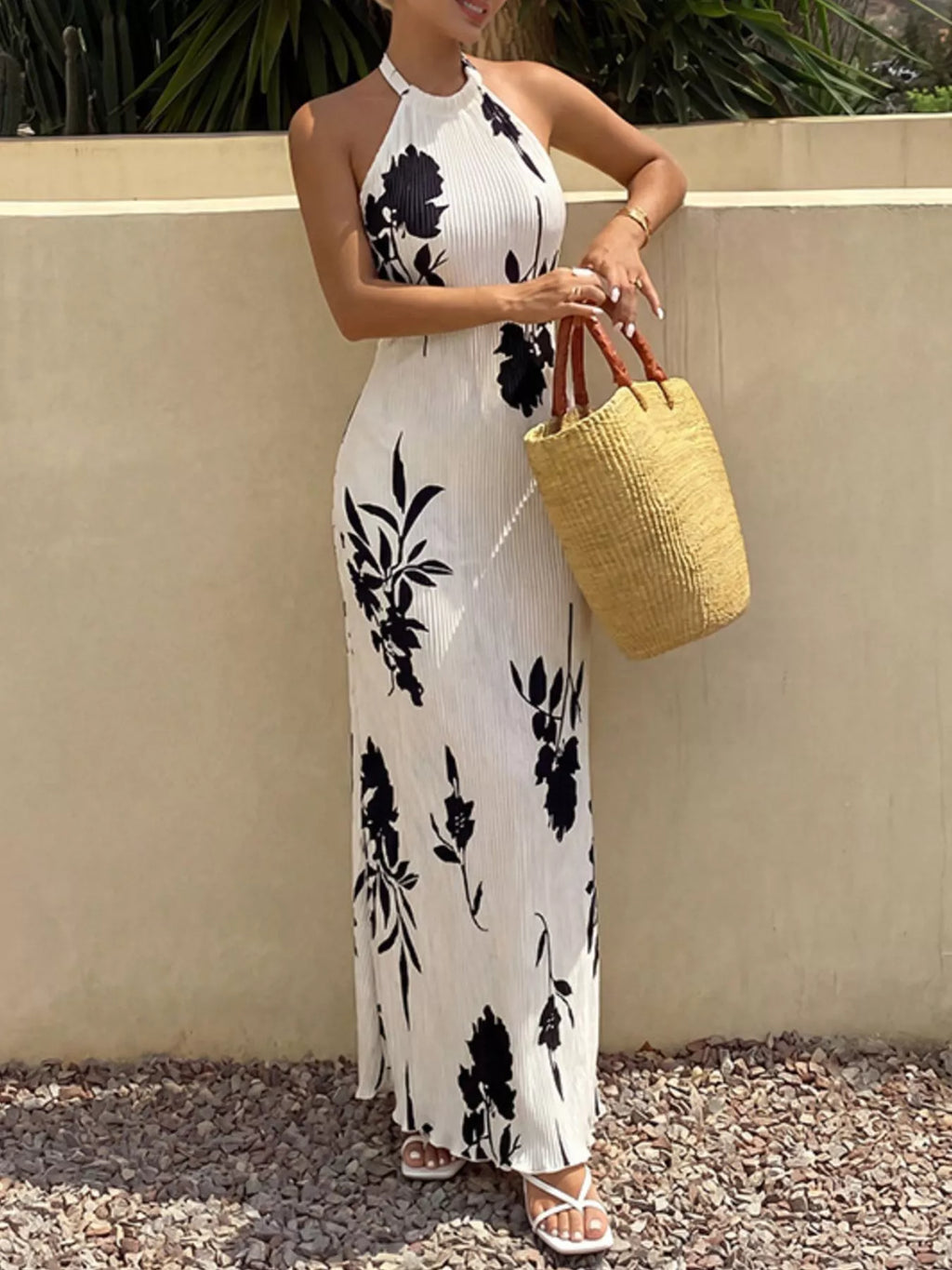 Floral Print Halter Neck Maxi Dress — additional view 4