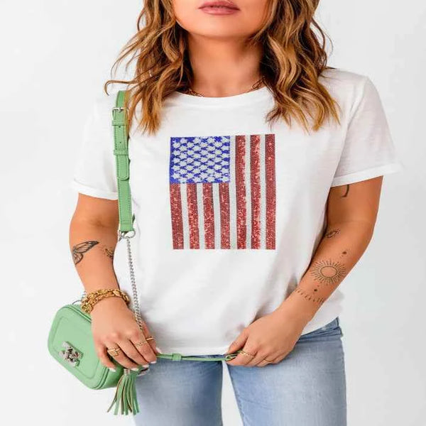 Sequin American flag t-shirt — primary view