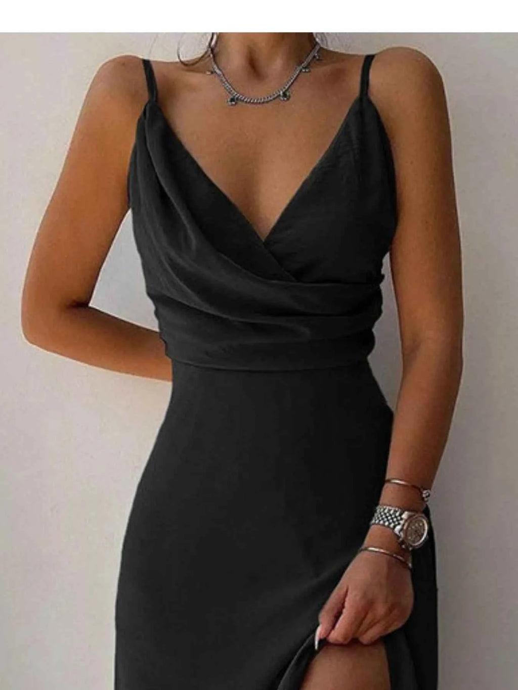 Summer slit maxi dress with spaghetti straps — additional view 12