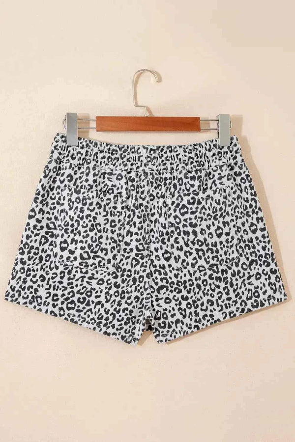 Leopard print denim skort with tassel drawstring — additional view 6