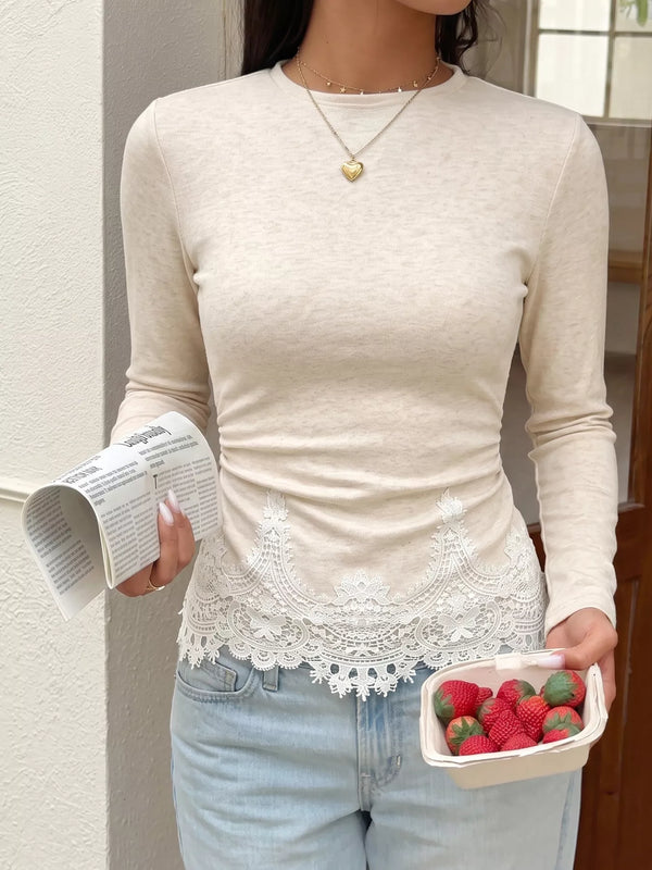 Lace Trim Long Sleeve T-Shirt view 4