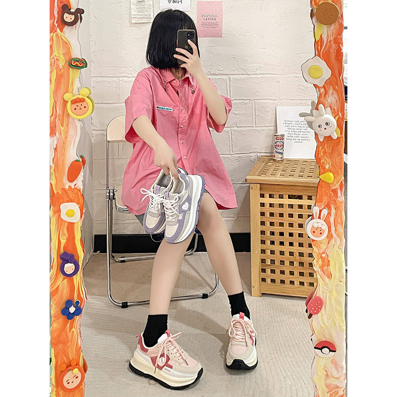 Women's Mesh Lace-Up Trainers – Pink or Purple additional product view