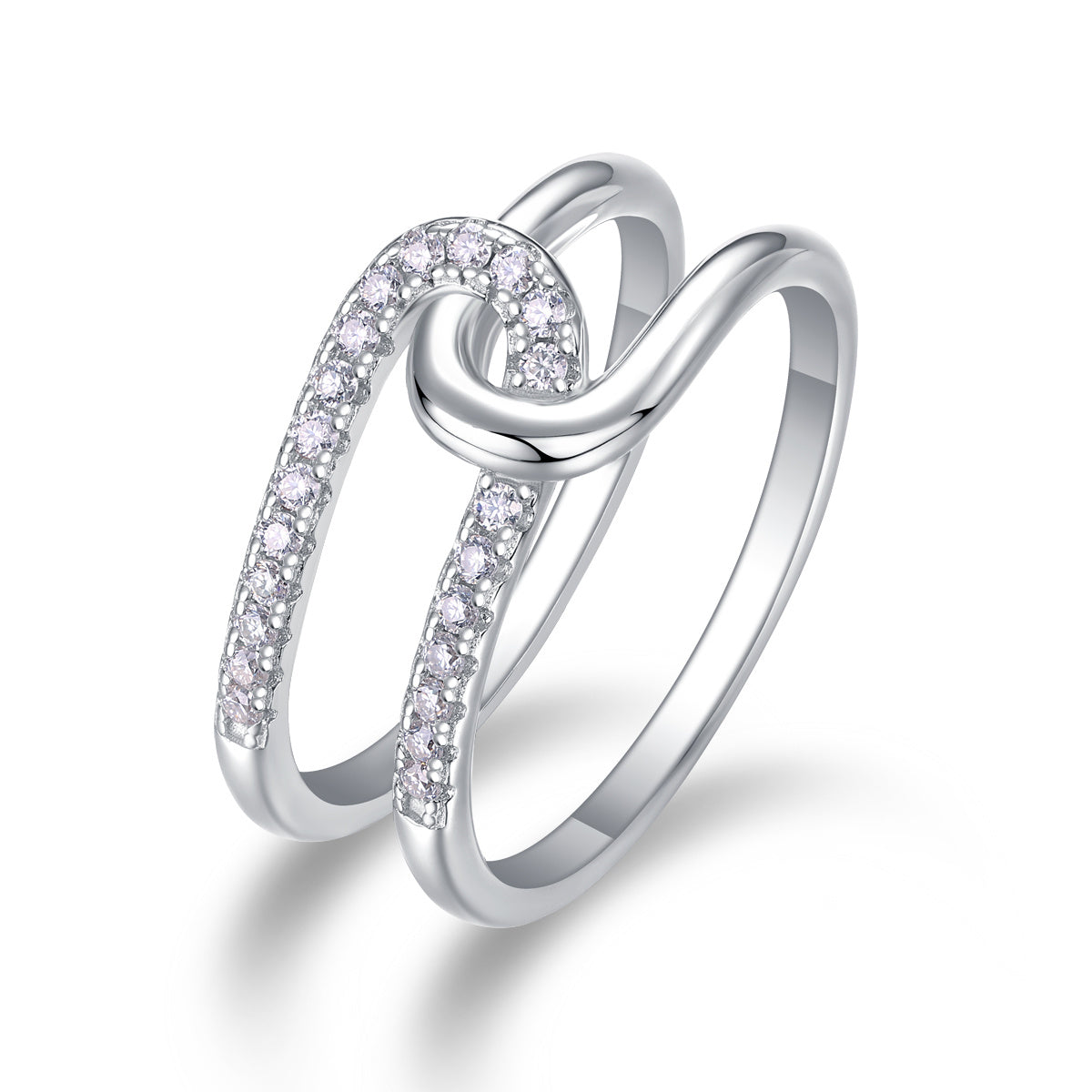 Silver Plated Interlocking Cubic Zirconia Ring additional product view