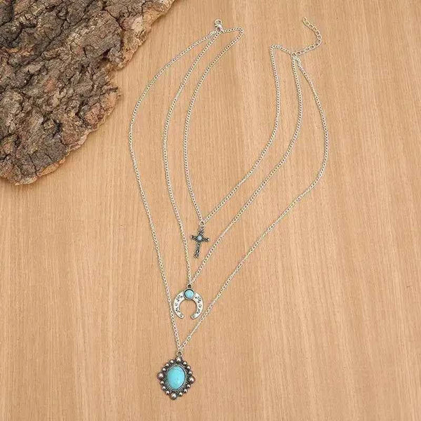 Artificial turquoise three-layered necklace — additional view 2