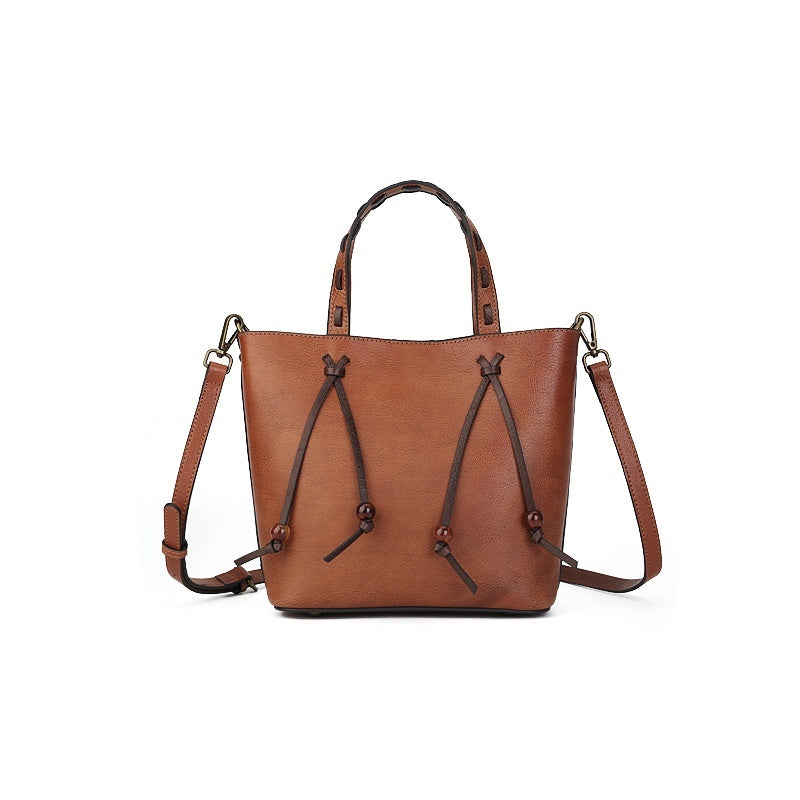 Woven Bucket Bag - PU Leather Minimalist Crossbody Bag for Women, alternate product view