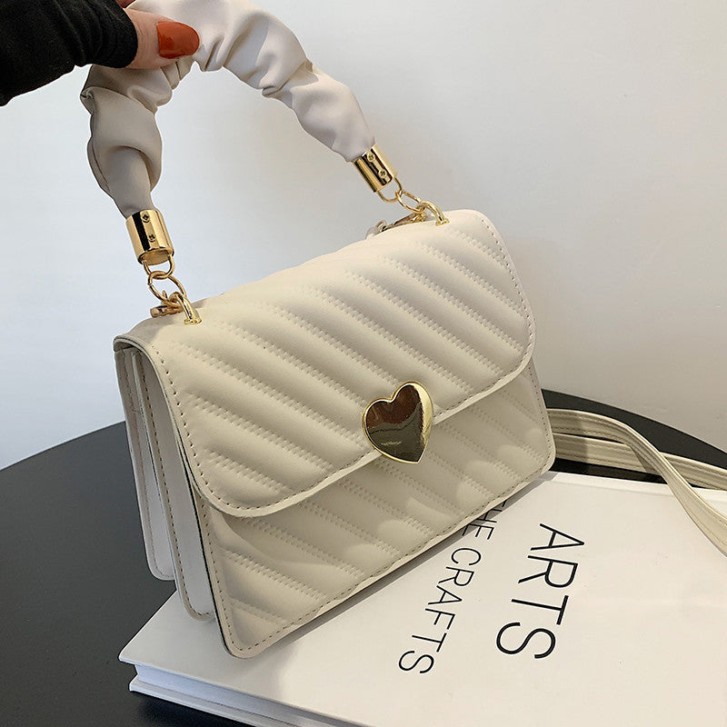 Love Heart Chain Shoulder Bag - PU Leather Handbag for Women, front product view