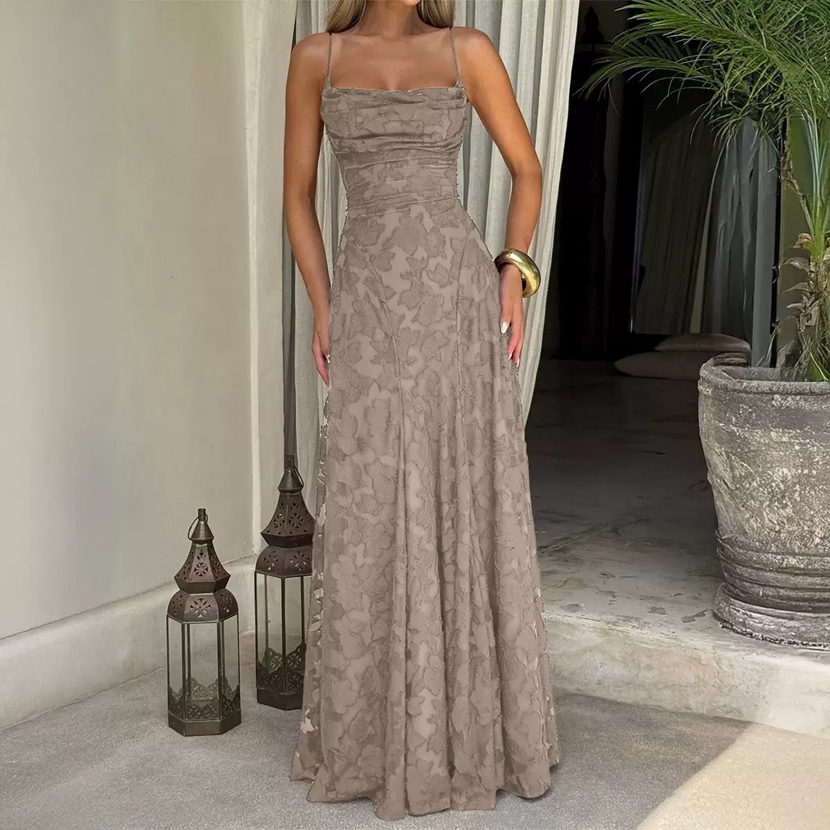 Lace Backless Evening Dress