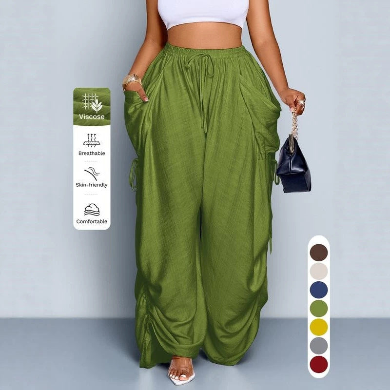 Retro pleated drawstring wide-leg pants product image