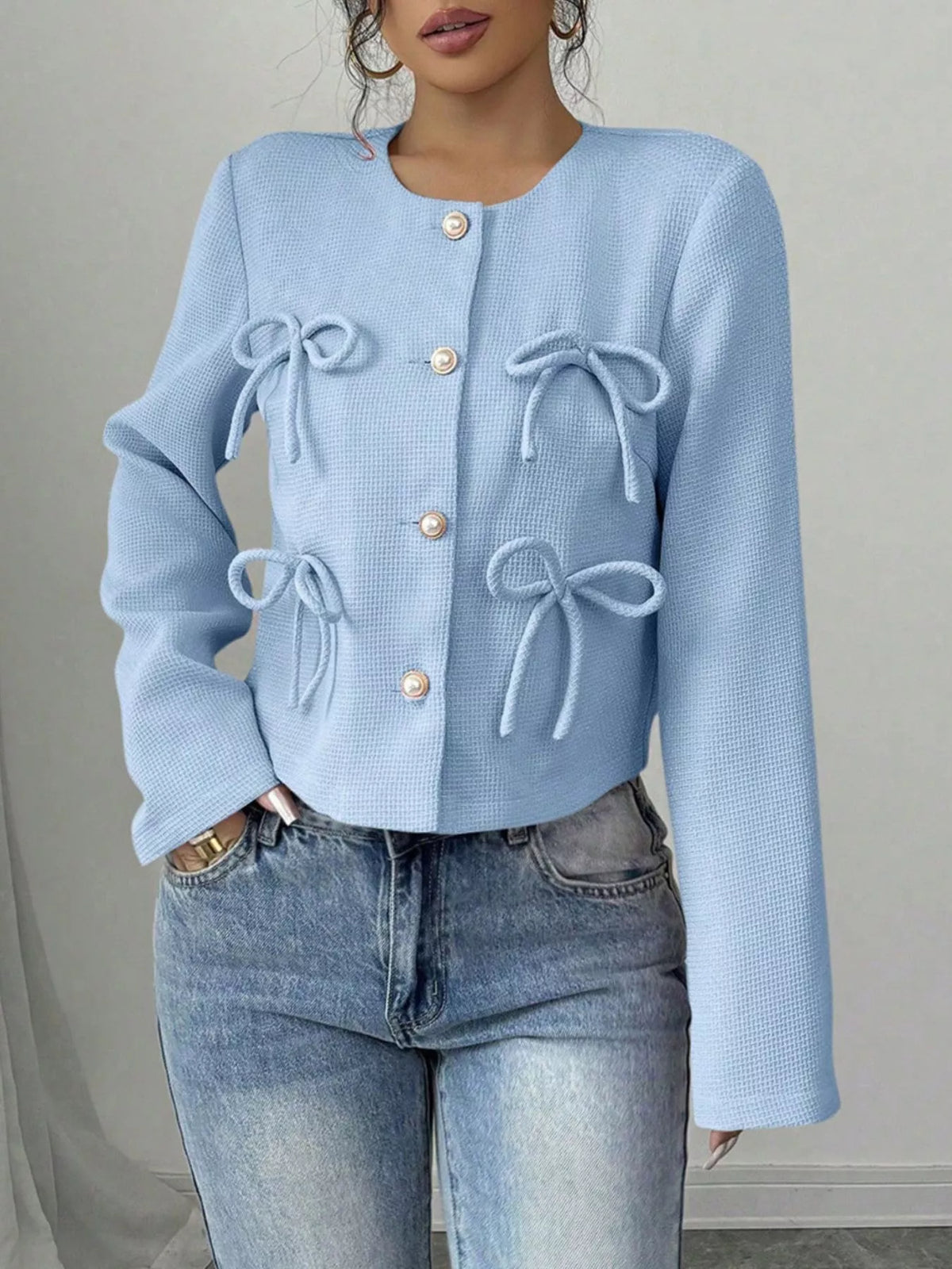 Bow Detail Cropped Outerwear, product view 14