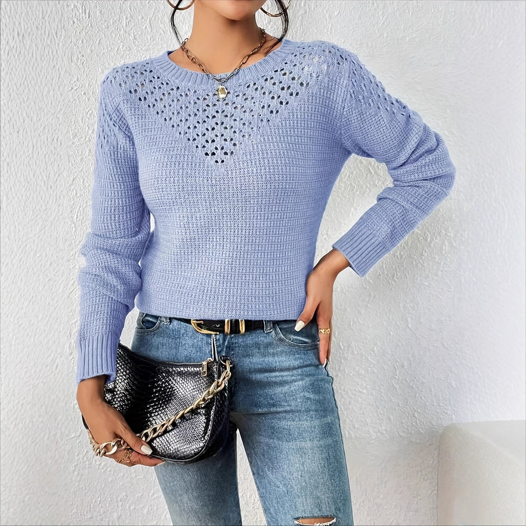 Women's Crochet Knit Long-Sleeve Sweater-Splashis, alternate view 3