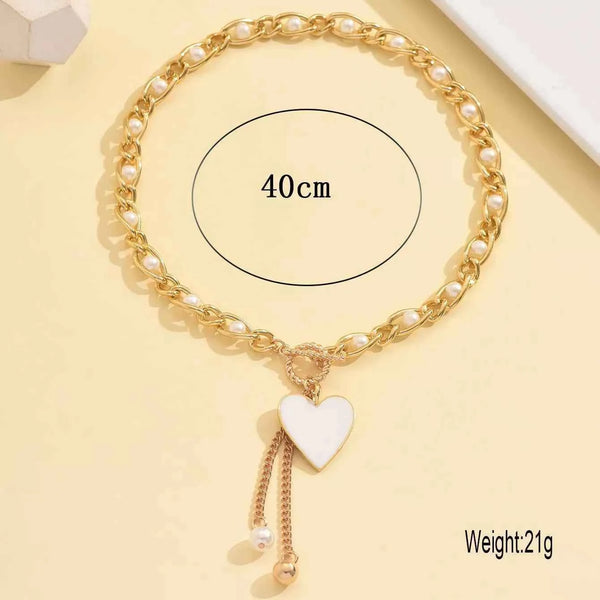 Pearl heart necklace in 18K gold-plated finish — additional view 5