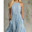 Product detail photo of Blue Cotton Linen Sleeveless Maxi Dress, blue cotton linen sleeveless maxi dress, everyday style