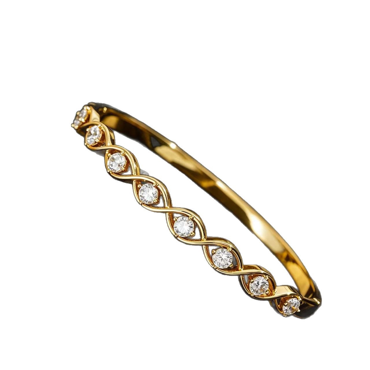 Product detail photo of Geometric Zircon Buckle Bangle, geometric zircon buckle bangle