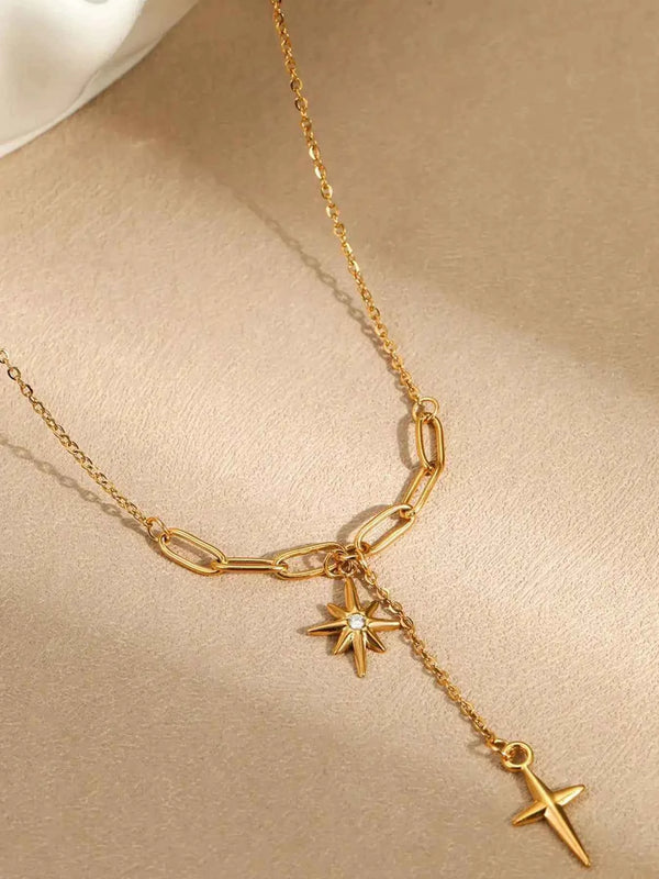 Star and cross pendant necklace in 18K gold-plated finish — additional view 5