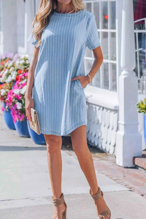 Stripe denim mini dress — additional view 5