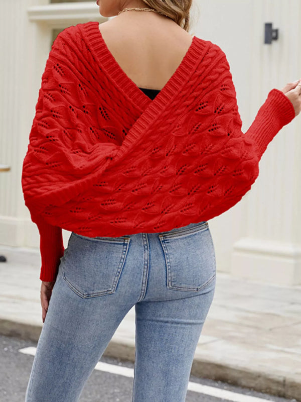 Cable Knit Batwing Sleeve Sweater view 9
