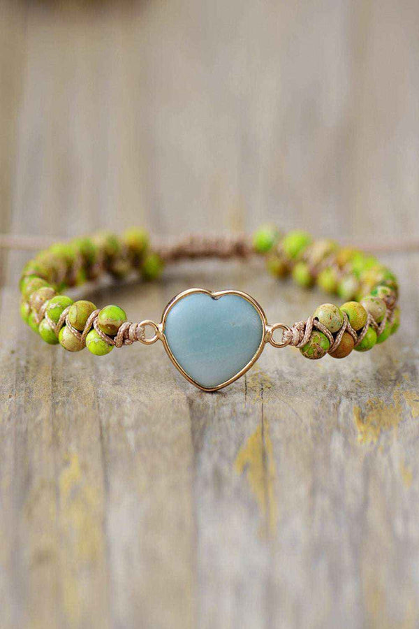 Handmade Heart Stone Bracelet for Love and Serenity-Bracelets-Splashis-Splashis