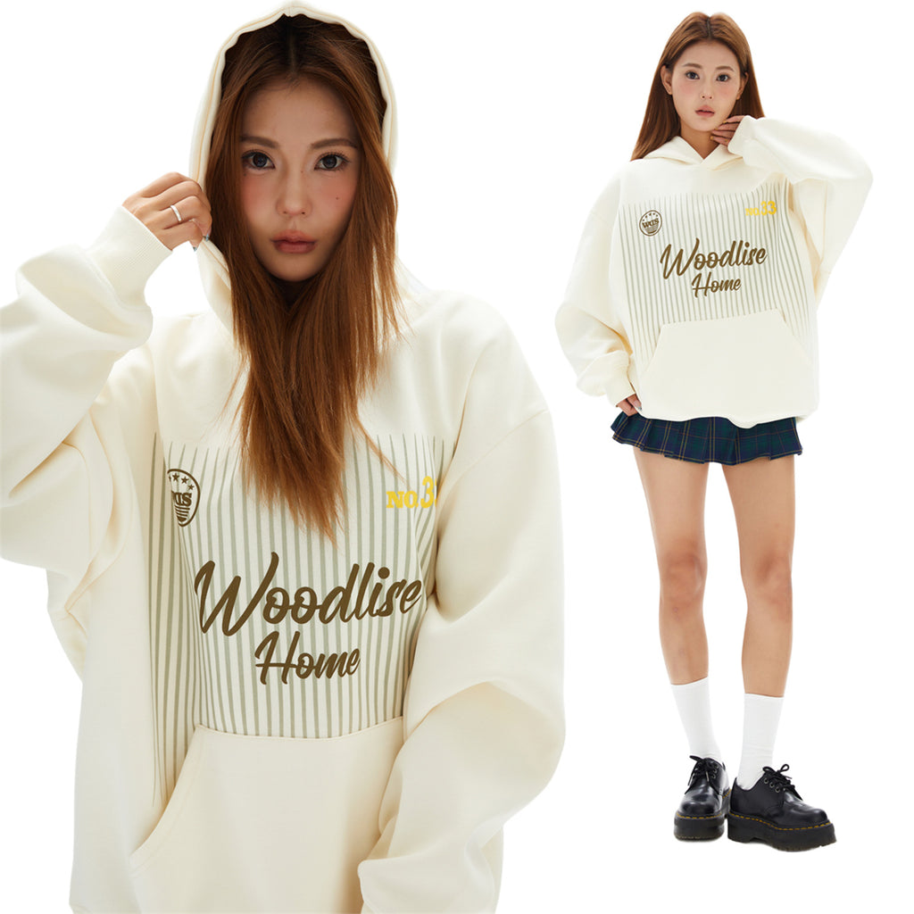 Women's Letter Print Pullover Hoodie-Splashis