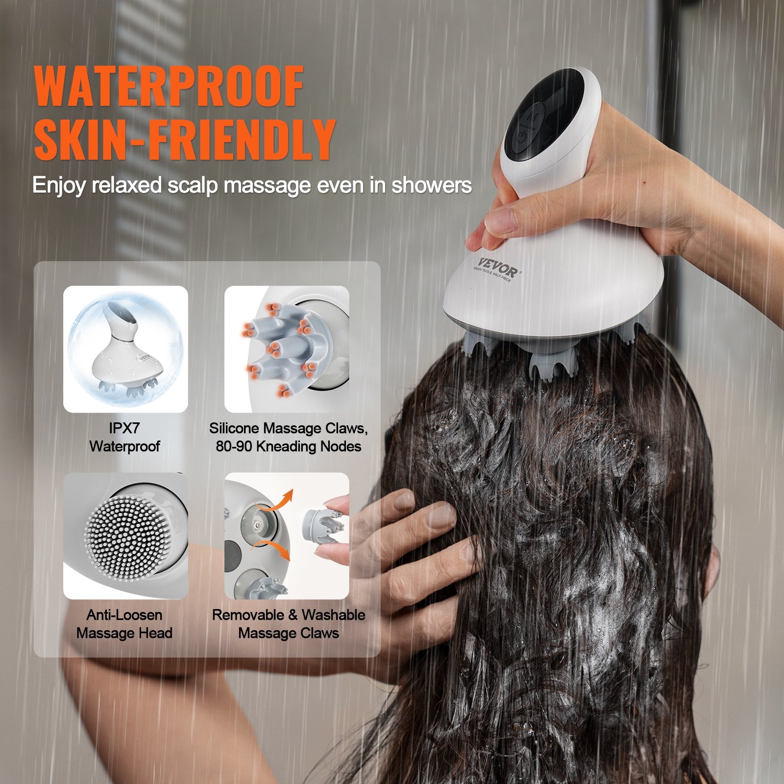 Rechargeable Electric Scalp Massager - Water-Resistant & Portable, close-up product view