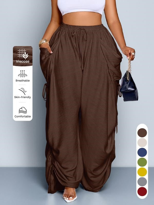 Retro pleated drawstring wide-leg pants product image