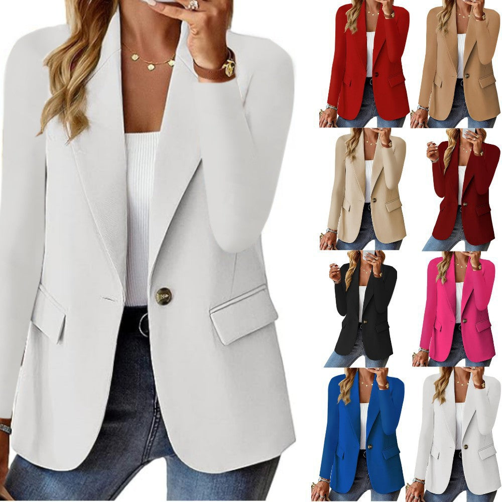 Women's Long-Sleeve Solid Color Cardigan Blazer product image