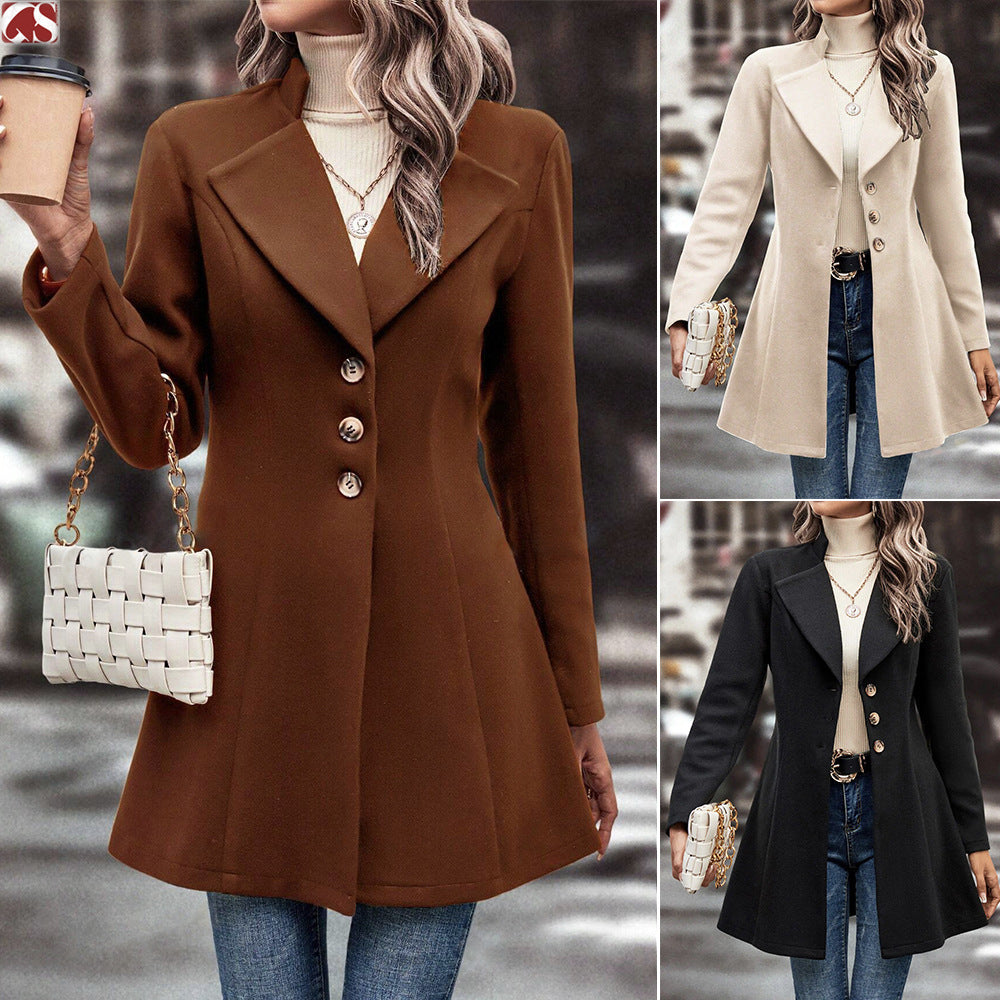 Slim-Fit Wool-Blend Lapel Coat product image
