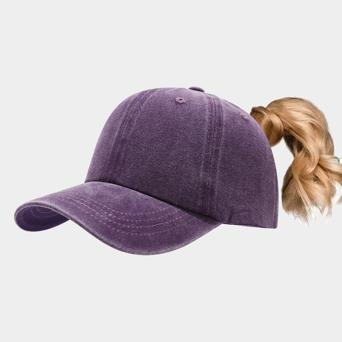 Purple ponytail sports sun hat for women