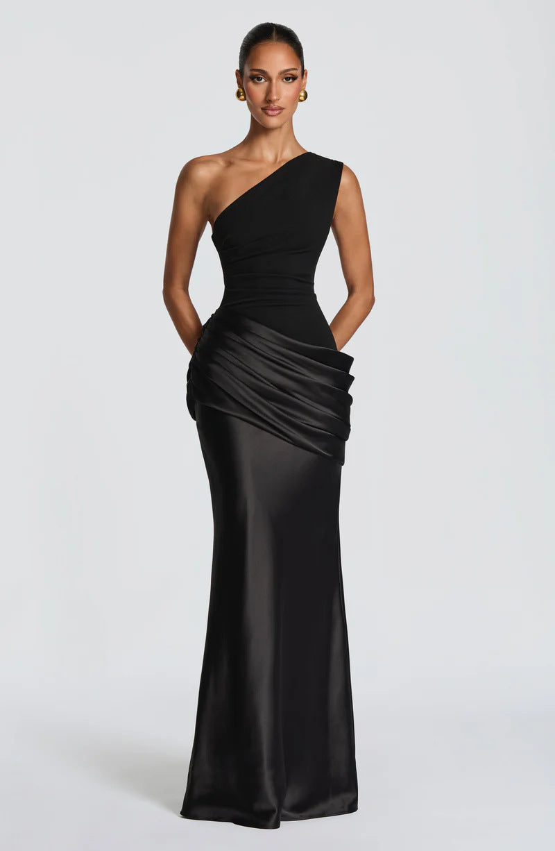One-Shoulder Satin Mermaid Dress
