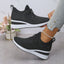 Black rhinestone lace-up wedge sneakers for women