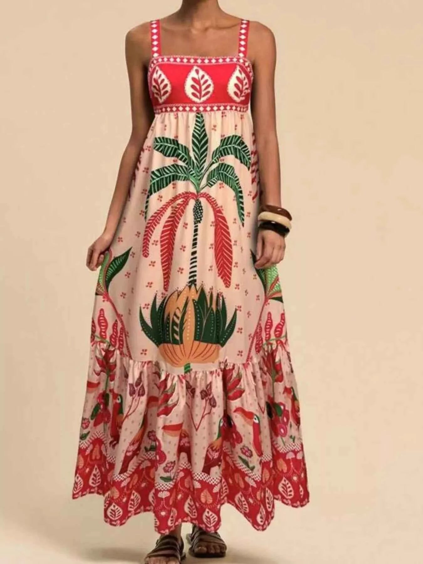 Printed square neck maxi dress — additional view 10