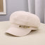 Beige pleated octagonal newsboy cap for women