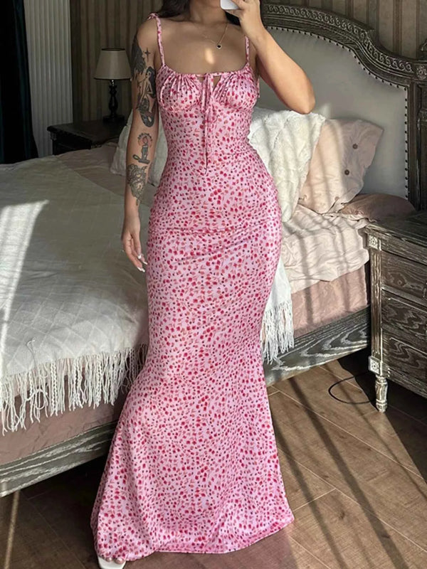 Adjustable Tie Strap Bodycon Dress-Dresses-Splashis-Color:Pink-Size:2XL-Splashis