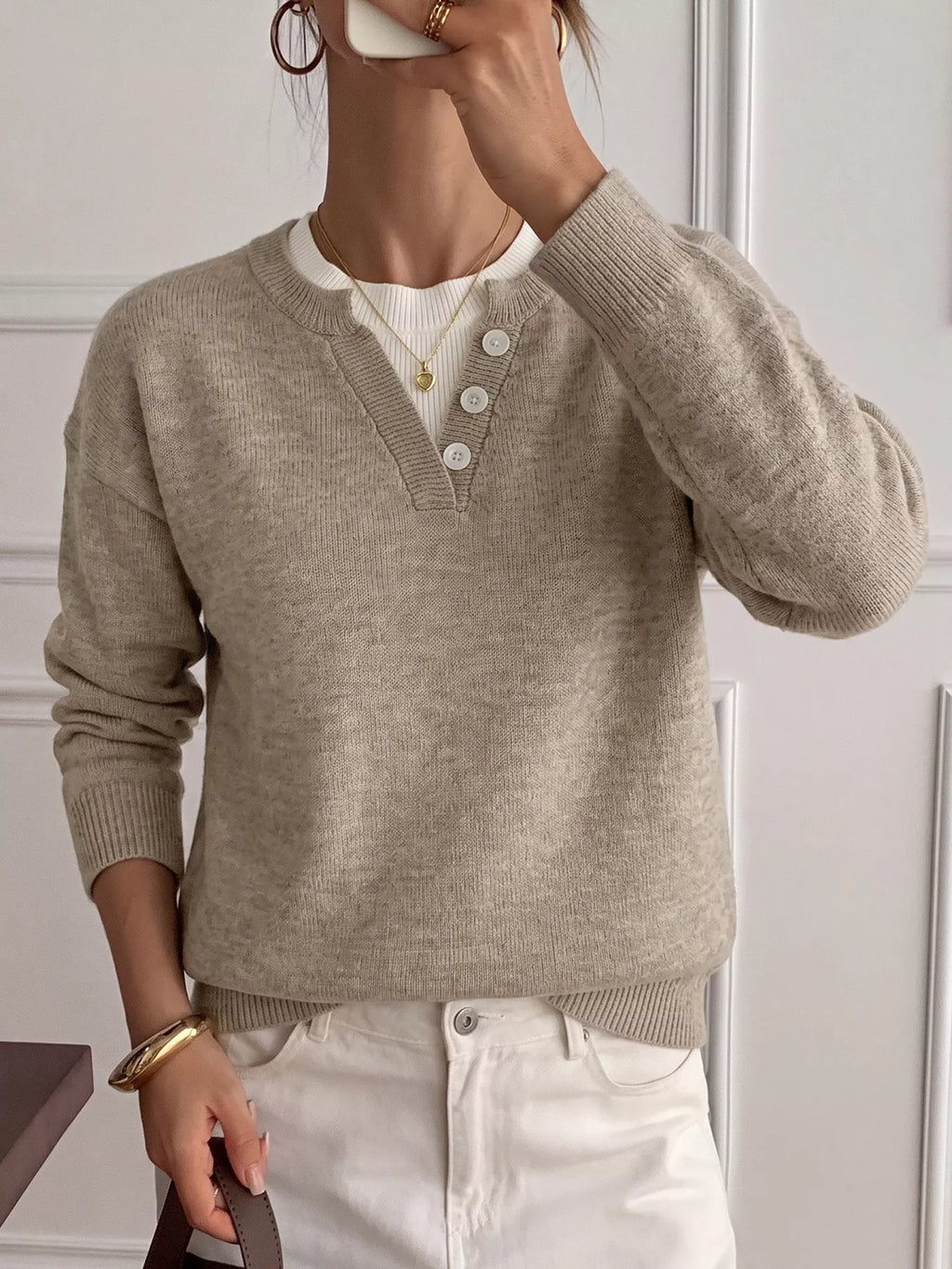 Dropped Shoulder Long Sleeve Sweater view 5