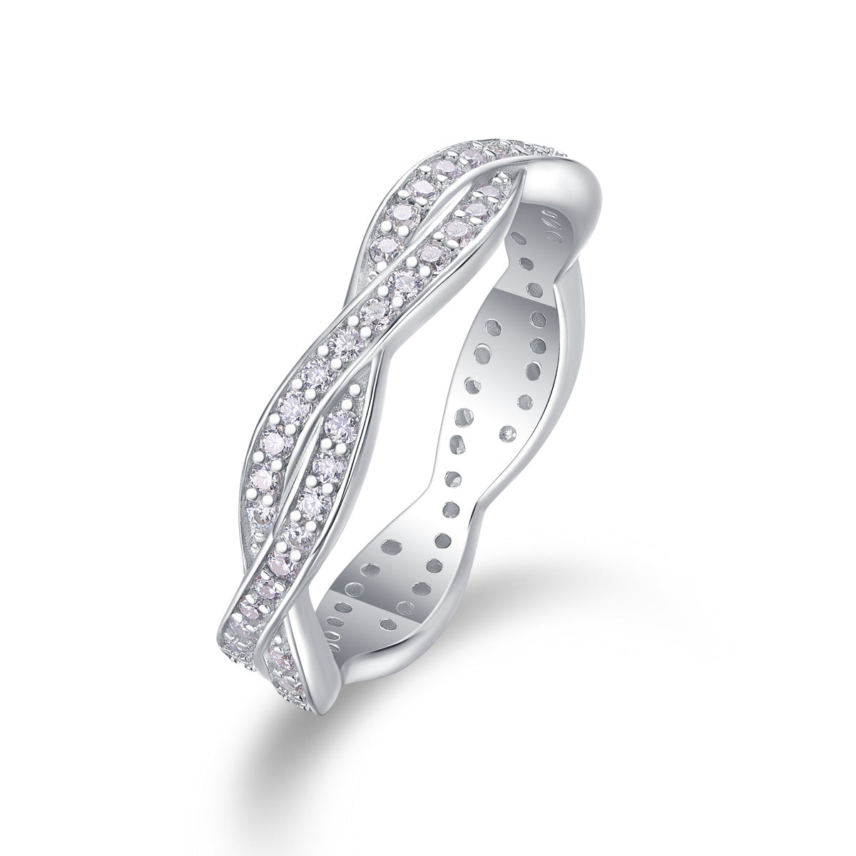 Silver Plated Twisted Pavé Cubic Zirconia Ring product image