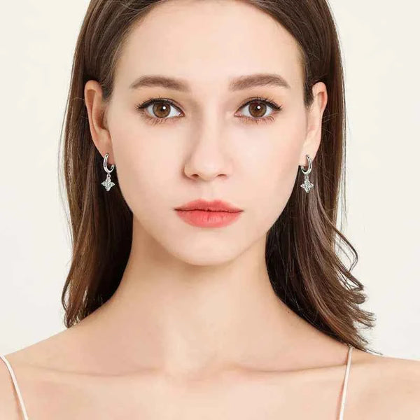 Cubic zirconia hoop drop earrings 0.8 carat in silver-plated alloy — additional view 2