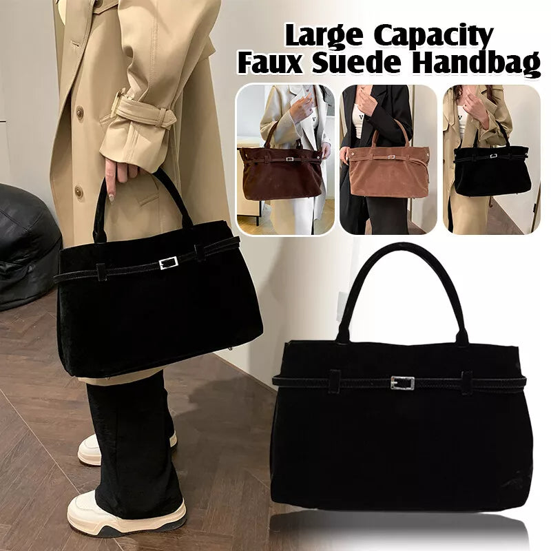 Faux Suede Tote Bag for Women – Large Capacity Shoulder Handbag, product view 10
